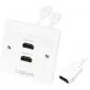 LogiLink AH0015 Tomada de parede HDMI, 2 portas, branca