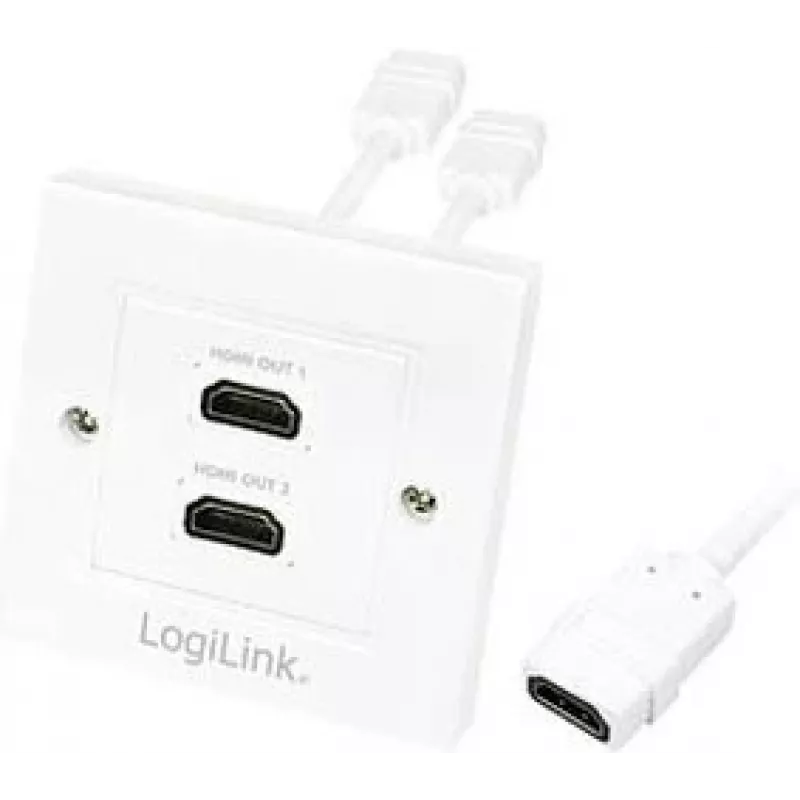 LogiLink AH0015 Tomada de parede HDMI, 2 portas, branca