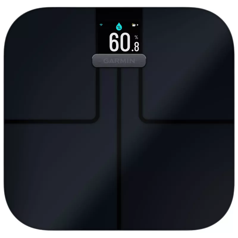 Balança de pessoa eletrónica GARMIN Index S2 — preta, máx. 181,4 kg, Wi-Fi/Bluetooth, composição corporal