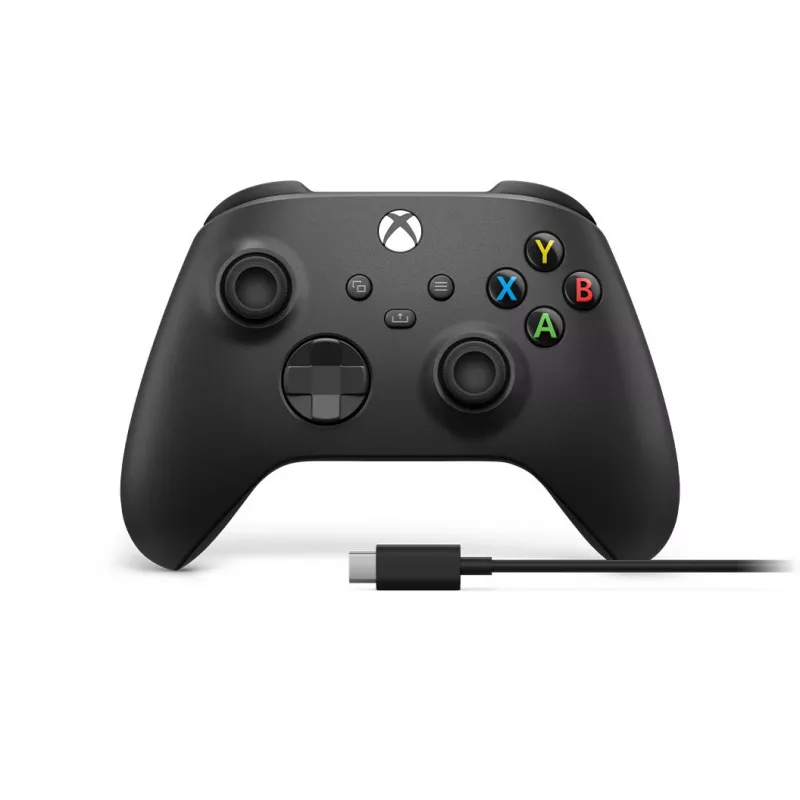 Comando sem fios Microsoft Xbox + cabo USB-C preto gamepad analógico / digital PC, Xbox One, Xbox One S, Xbox One X, Xbox Series S, Xbox Series X