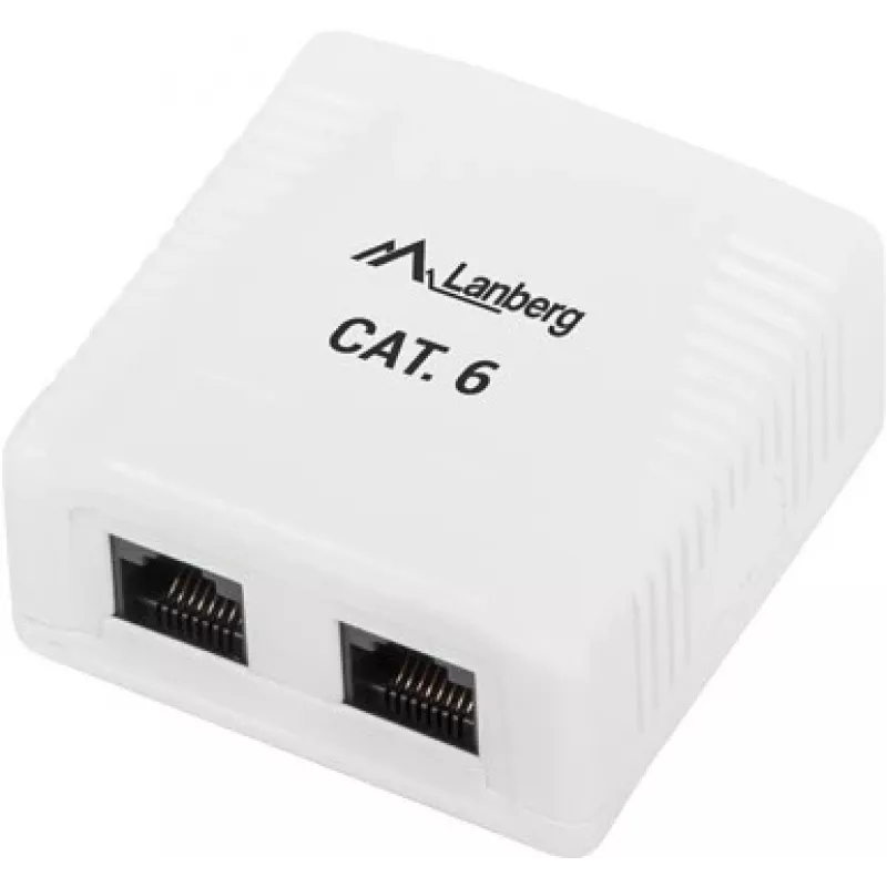 LANBERG tomada de superfície RJ-45 Cat6 OU6-0002-W branco, 2 conectores fêmea, 30×54×57 mm