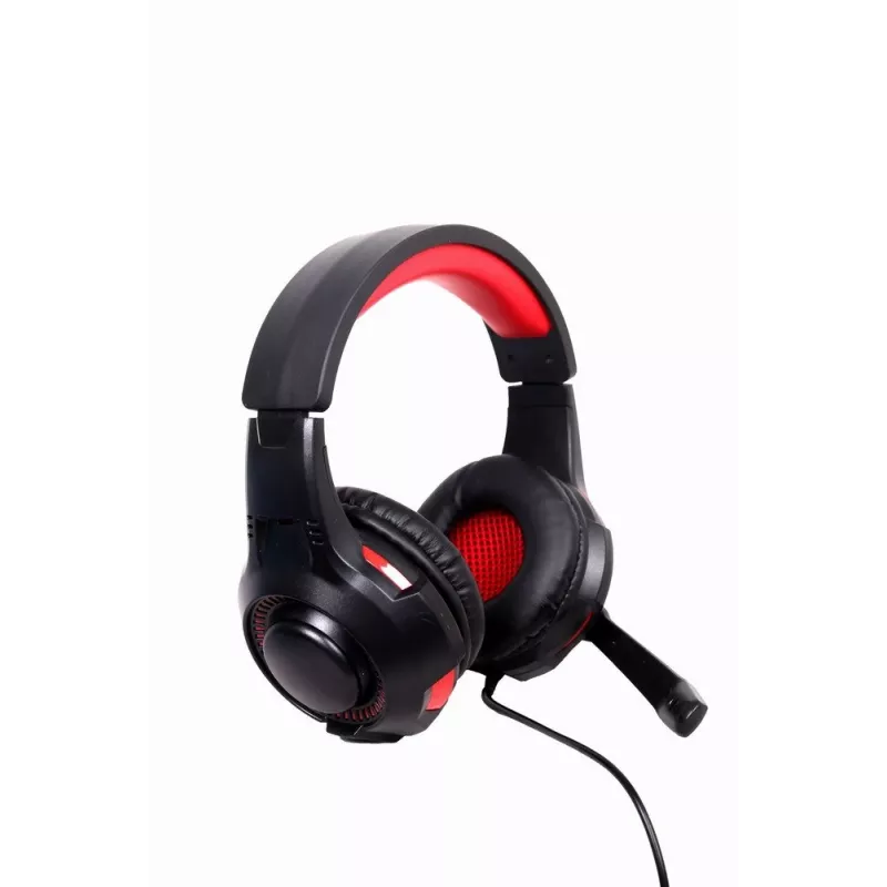 Headset gaming com fios GEMBIRD GHS-U-5.1-01 — over-ear, suporte 5.1, 20–20.000 Hz, cabo de 2 m, vermelho/preto