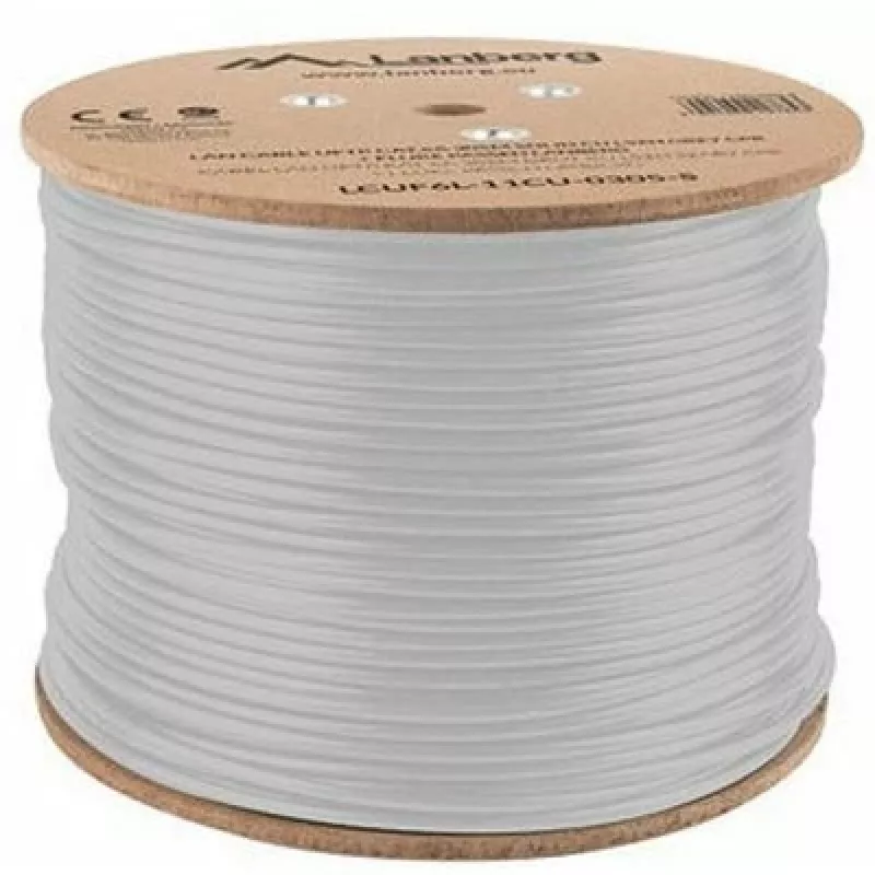Lanberg LCUF6L-11CU-0305-S cabo de rede U/FTP Cat6a 305 m, cobre maciço, LSZH, CPR, 500 MHz, testado com Fluke, cinzento