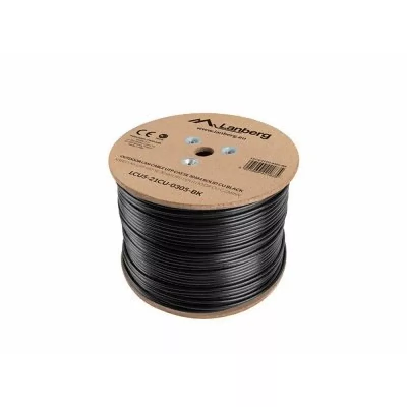 Cabo de rede LANBERG Cat5e U/UTP LCU5-21CU-0305-BK, 305 m, 24 AWG, bainha PVC, preto
