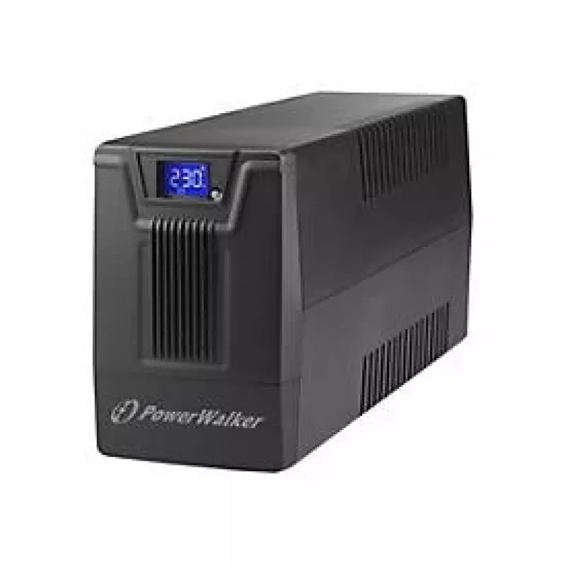 Fonte de alimentação ininterrupta PowerWalker VI 800 SCL FR — UPS Line‑Interactive 0,8 kVA (480 W), 2 tomadas tipo E, USB, RJ-45/RJ-11, bateria 12V 9Ah, torre, preto
