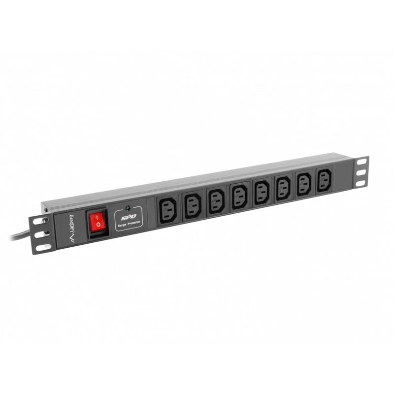 Lanberg PDU-08I-0200-C20-BK Unidade de distribuição de energia (PDU) 1U Preto 8 saídas AC (PDU-08I-0200-C20-BK)
