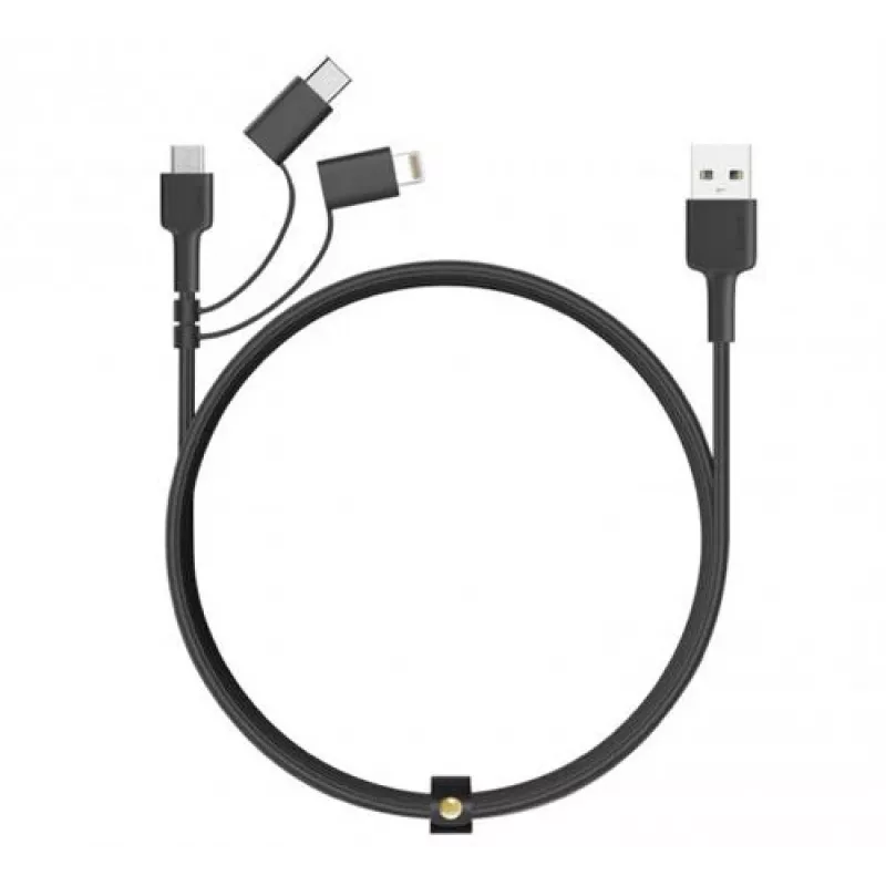 AUKEY CB-BAL5 cabo entrançado 3 em 1, Micro USB / USB-C / Lightning, 1,2 m, preto