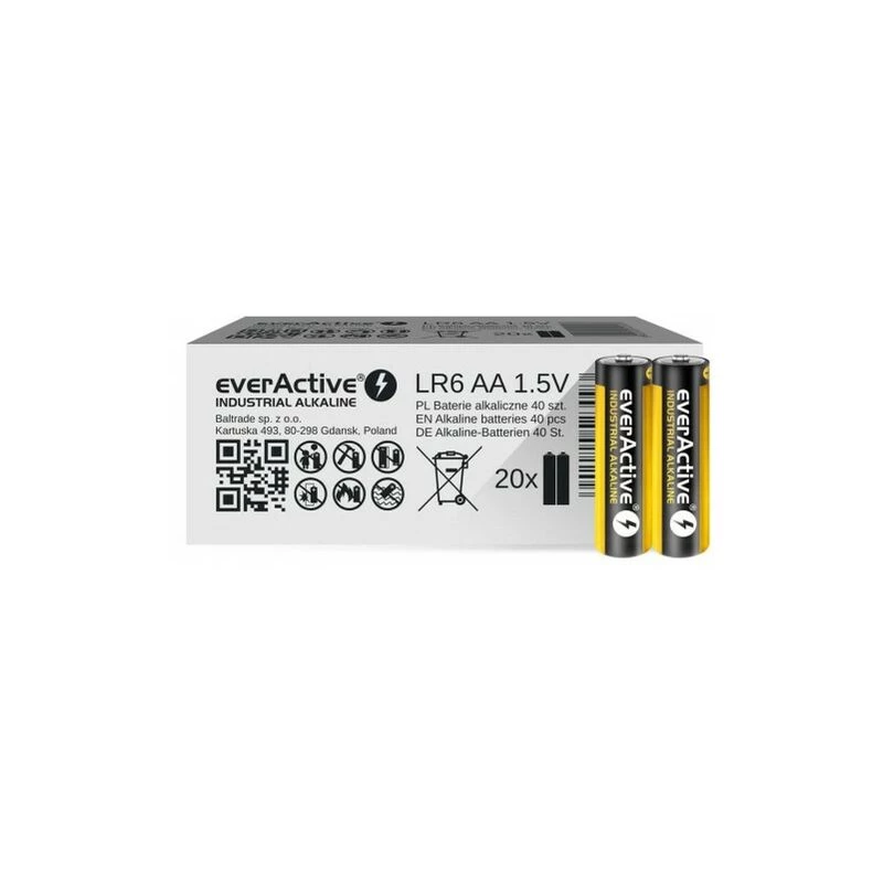 Pilha alcalina descartável everActive EVLR6S2IK AA 1,5 V — pack de 40