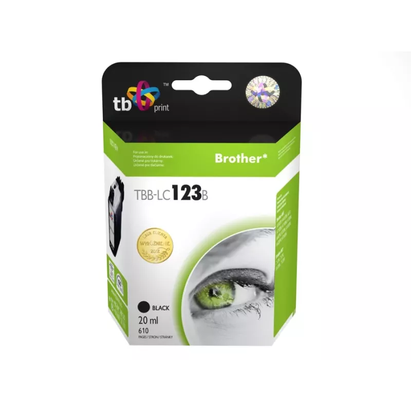 Cartucho de tinta compatível com Brother LC123BK 100% novo