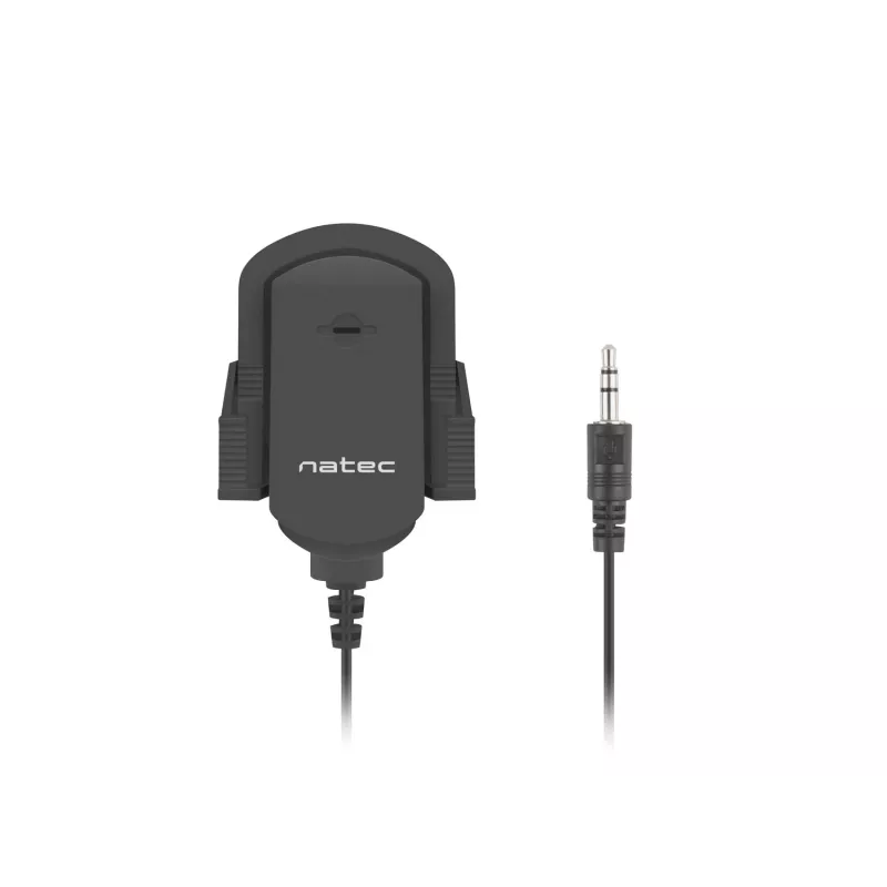Microfone de lapela NATEC NMI-1352, com fios 3,5 mm, sensibilidade -58 dB, 50–16000 Hz, cabo de 1,8 m, 20 g
