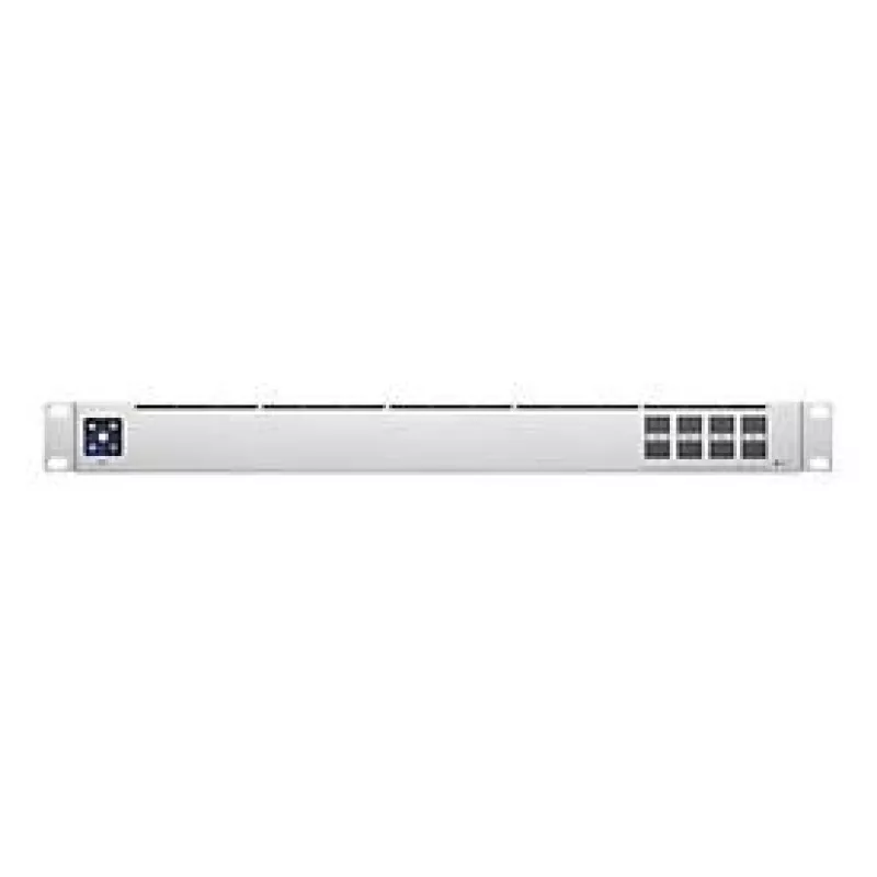 Switch de rede L2 Gerido UBIQUITI USW-Aggregation — 8 slots SFP+, suporte 10G, sem ventoinha, rack 1U, prateado