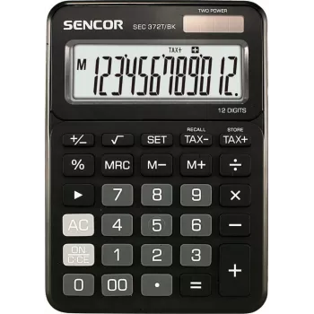 Calculadora SENCOR SEC 372BK LCD de 12 dígitos calculadora de secretária simples, alimentação por pilha