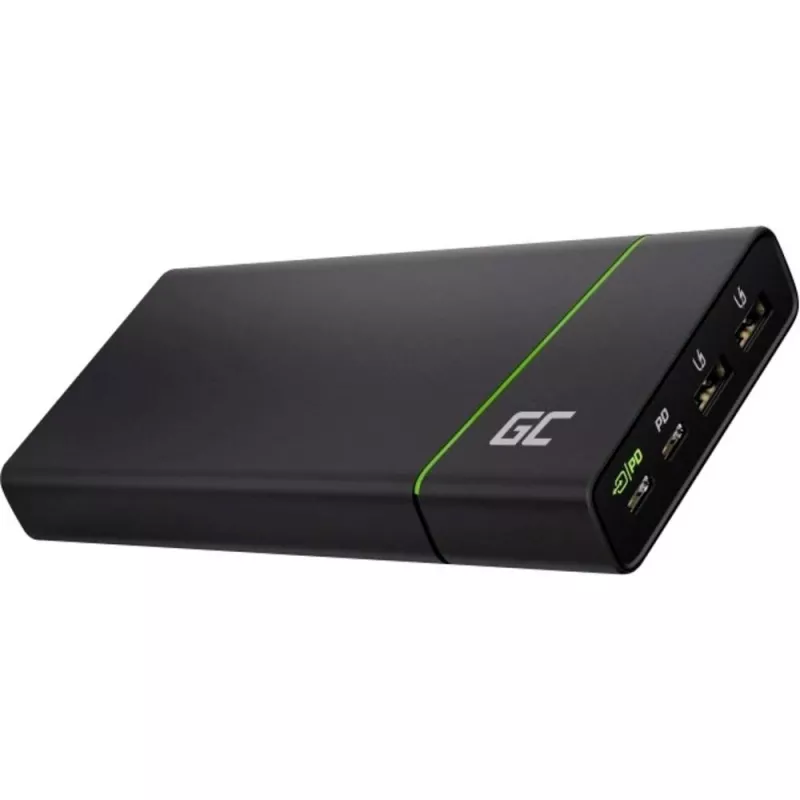 Powerbank portátil Green Cell PowerPlay Ultra 26800 mAh, saída 128W, Quick Charge 3.0, 2x USB‑C, 2x USB‑A, grafite
