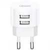 USAMS US-CC080 T20 carregador de viagem redondo, 2x USB, 5 V 2,1 A, 10 W, branco