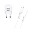 Carregador usams T20 2x USB 2.1A com cabo Lightning – carregador de parede USB portátil