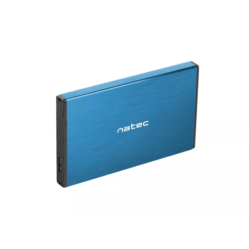 Caixa externa para HDD/SSD NATEC Rhino GO 2,5 polegadas — USB 3.0, SATA III, até 4 TB, 9,5 mm, alumínio, azul