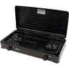 Mpm Kn-02/1kb fogão a gás portátil camping 2 bicos grelha esmaltada tampa de proteção padrão G30-37 Mbar preto