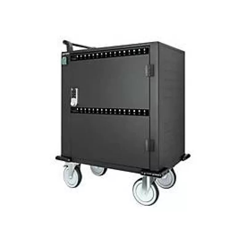 Carrinho de carregamento/trolley Manhattan 32 vias via USB-C para iPad até 13 polegadas, MacBook Air até 13 polegadas e Chromebook até 14 polegadas, também outros tablets/smartphones (com cabo dispositivo-para-USB-C), compartimentos 330x22x235 mm, cabo de carregamento do dispositivo não incluído (recomendado cabo USB-C 35