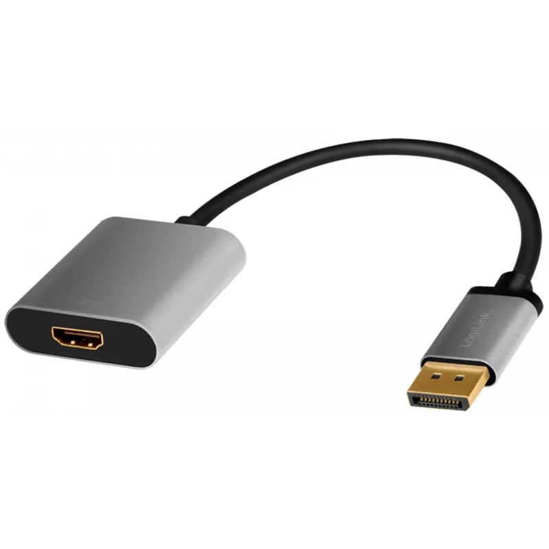 Adaptador de cabo de vídeo LogiLink CDA0108 0,15 m DisplayPort HDMI preto cinzento