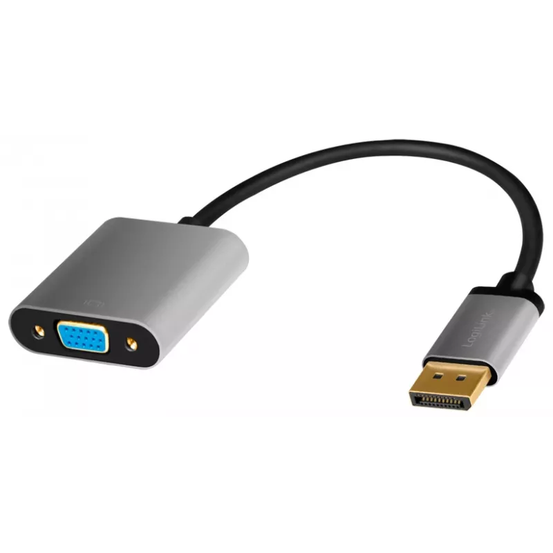 Adaptador de cabo LogiLink CDA0109 DisplayPort para VGA 0,15 m preto cinzento