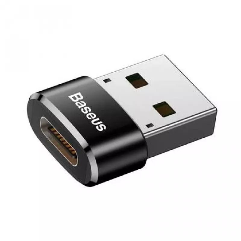 Adaptador conversor Baseus ficha USB para conector fêmea USB-C preto