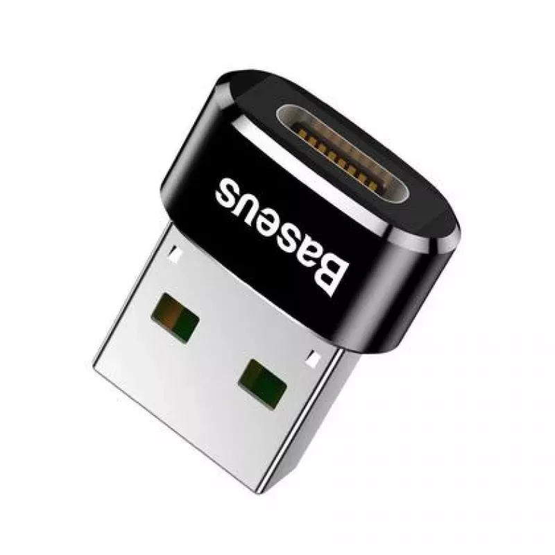 Adaptador conversor Baseus ficha USB para conector fêmea USB-C preto