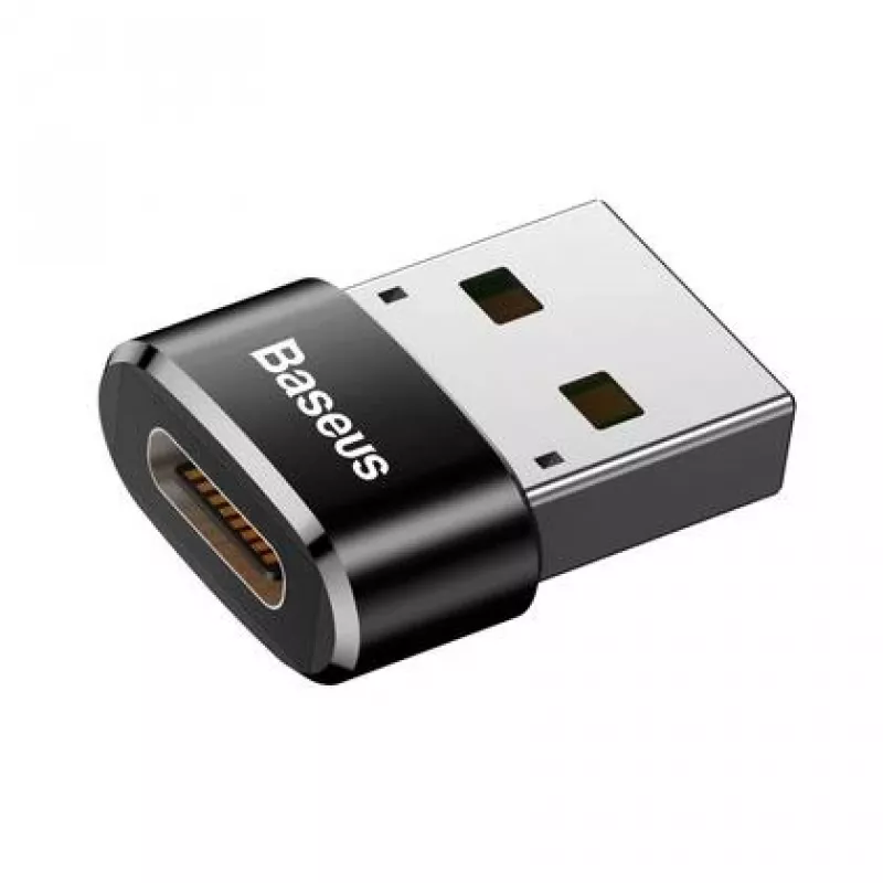 Adaptador conversor Baseus ficha USB para conector fêmea USB-C preto