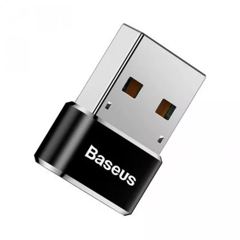 Adaptador conversor Baseus ficha USB para conector fêmea USB-C preto
