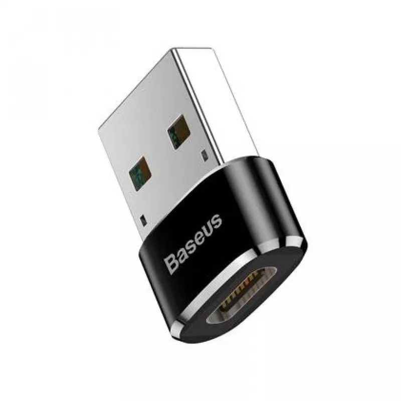 Adaptador conversor Baseus ficha USB para conector fêmea USB-C preto