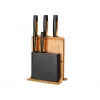 Fiskars Functional Form 1057552 conjunto de facas com bloco de bambu, 5 facas, aço inoxidável, preto/laranja