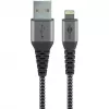 Goobay 49268 cabo têxtil de Lightning para USB-A com fichas metálicas, MFi, 1 m, cinzento sideral/prateado