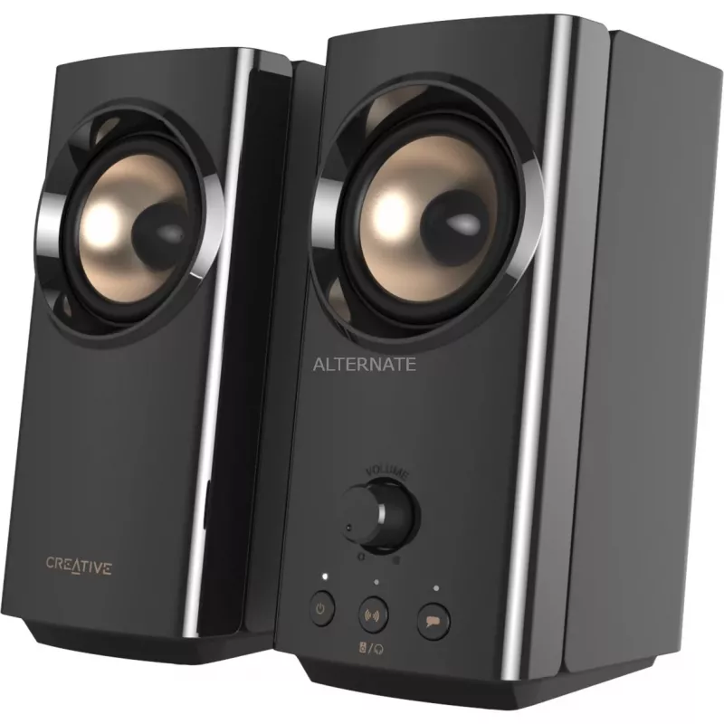 CREATIVE T60 2.0 Altifalantes compactos Hi-Fi para secretária com diálogo claro e surround através do Sound Blaster SmartComms Kit, áudio USB-C, entradas para microfone e headset B