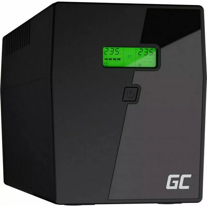 Fonte de alimentação ininterrupta Green Cell UPS09 — Line-Interactive 3 kVA / 1400 W, 230 V, LCD, torre, 5 tomadas Type-F
