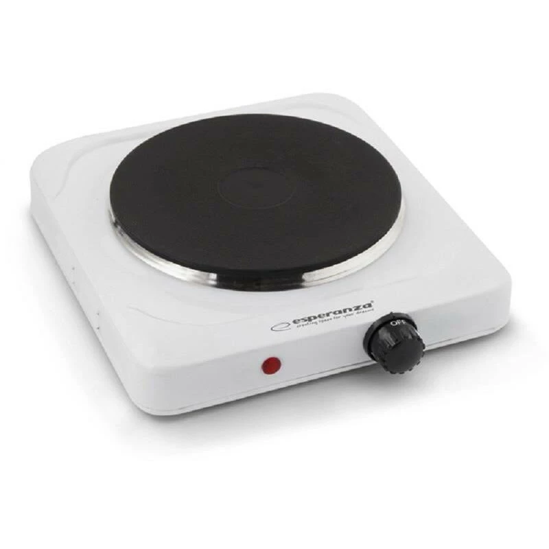 Esperanza EKH002W Pinatubo placa de cozinha elétrica de uma zona com prato selado, 1500 W, Ø18,5 cm, branca