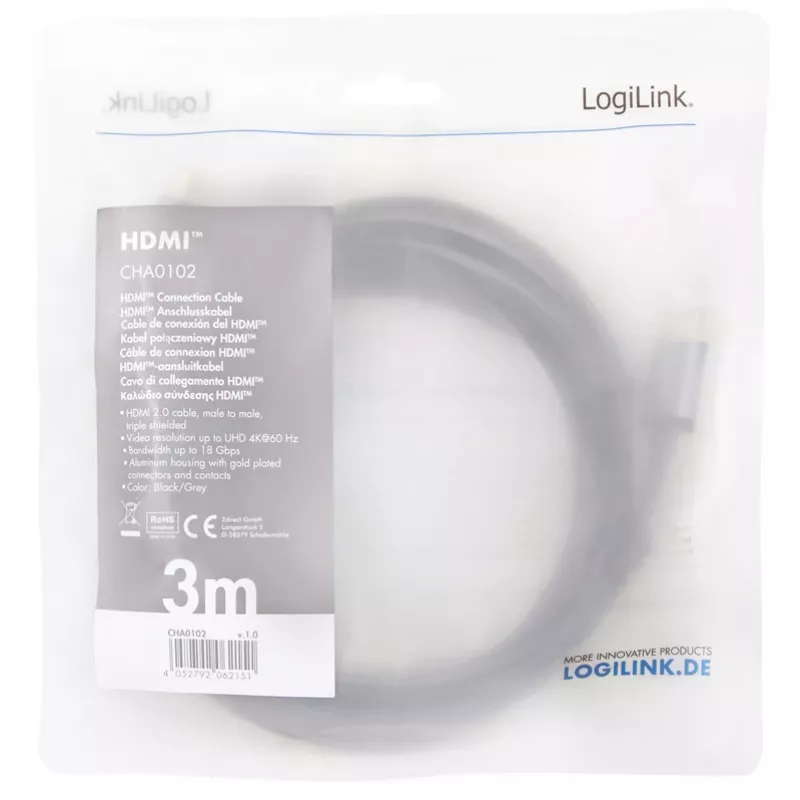Cabo HDMI LogiLink CHA0102 3m