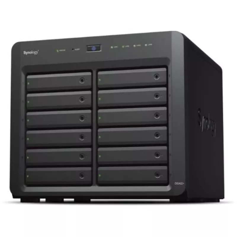 NAS Synology DS2422+; Torre; 12x (3,5 SATA HDD/2,5 SATA HDD/2,5 SATA SSD); AMD Ryzen V1500B; 4 GB DDR4 (máx. 32GB), 4 x 1GbE RJ-45