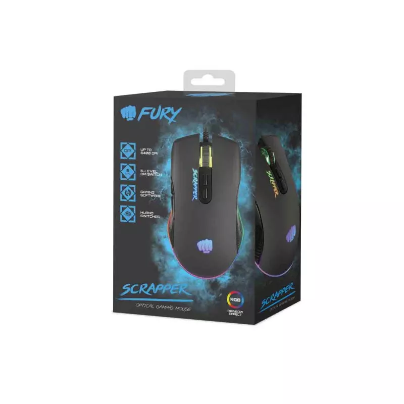 Rato FURY Scrapper Gaming ambidestro USB Type-A ótico 6400 DPI