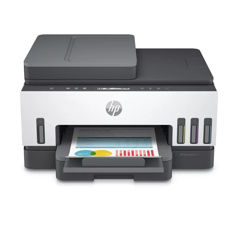 Impressora multifunções HP Smart Tank 750, depósito de tinta, cor, Wi-Fi, Smart App, duplex, ADF, alimentador automático de documentos
