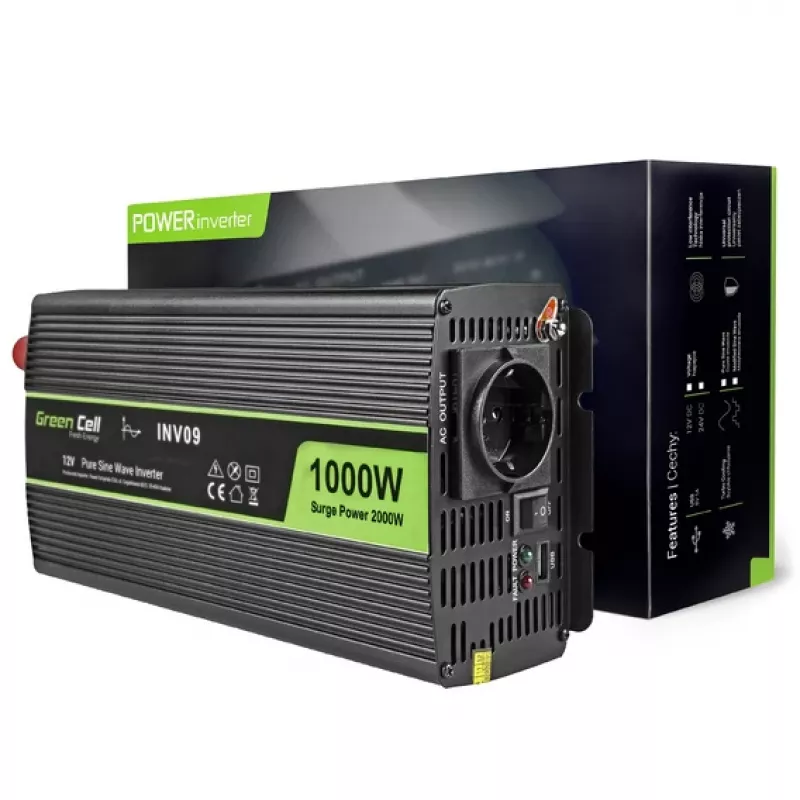 Conversor de tensão Green Cell INV09 para automóvel 1000 W preto