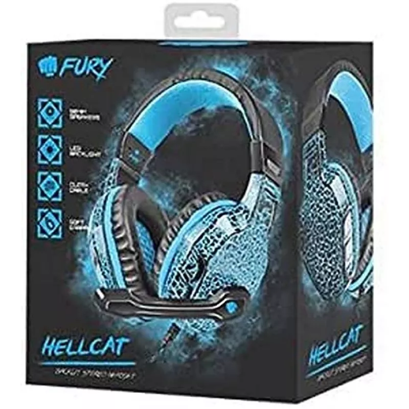 Auscultadores para gamers Fury Hellcat iluminação LED