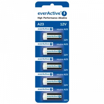 Pack de pilhas alcalinas everActive A23 12V, 5 unid. blister — para comandos e pequena eletrónica