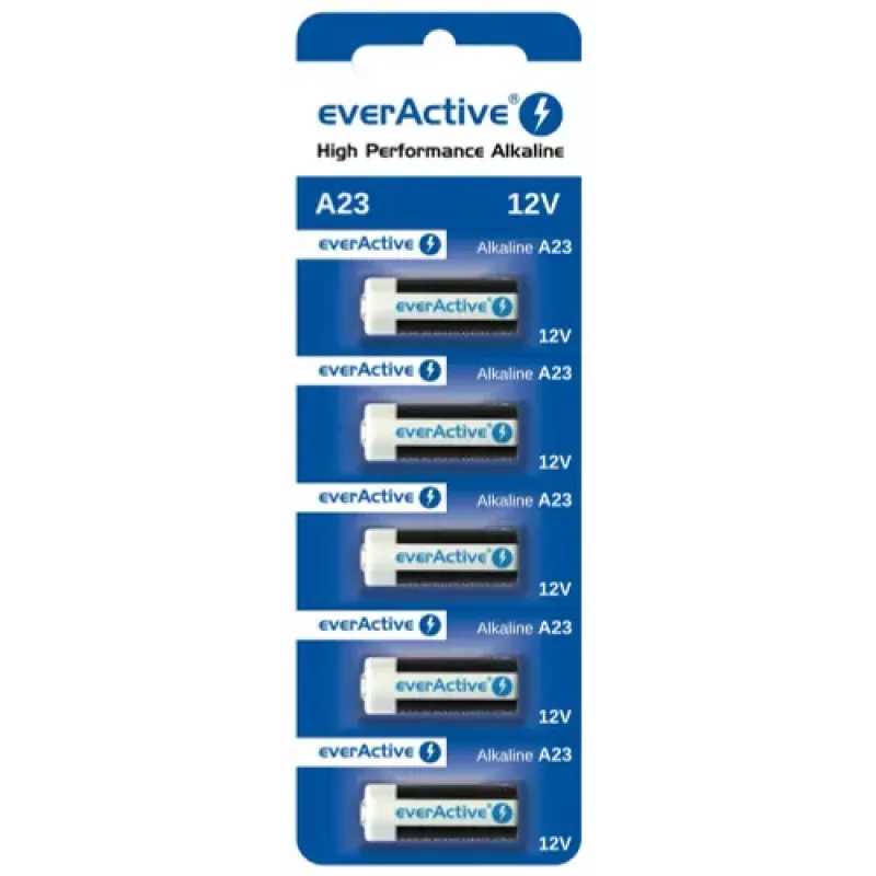 Pack de pilhas alcalinas everActive A23 12V, 5 unid. blister — para comandos e pequena eletrónica