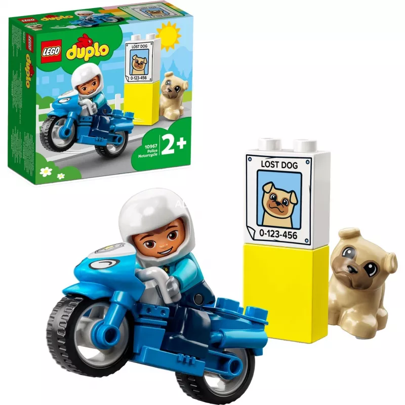 Conjunto de mota de brinquedo LEGO Duplo Polícia 10967 com rodas móveis e figura de polícia