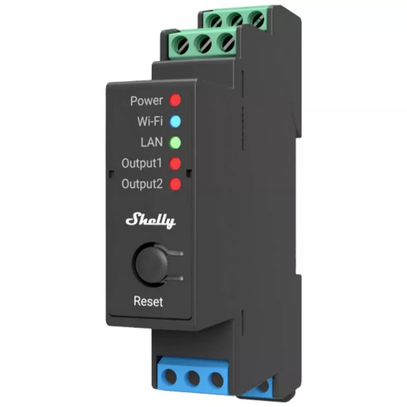 Interruptor de relé Shelly Pro 2 para calha DIN WiFi/LAN/Bluetooth