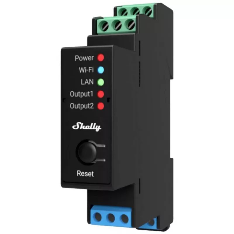 Pro 2PM, 25A, Wi-Fi, LAN e Bluetooth relé inteligente de 2 canais com medição de energia, domótica