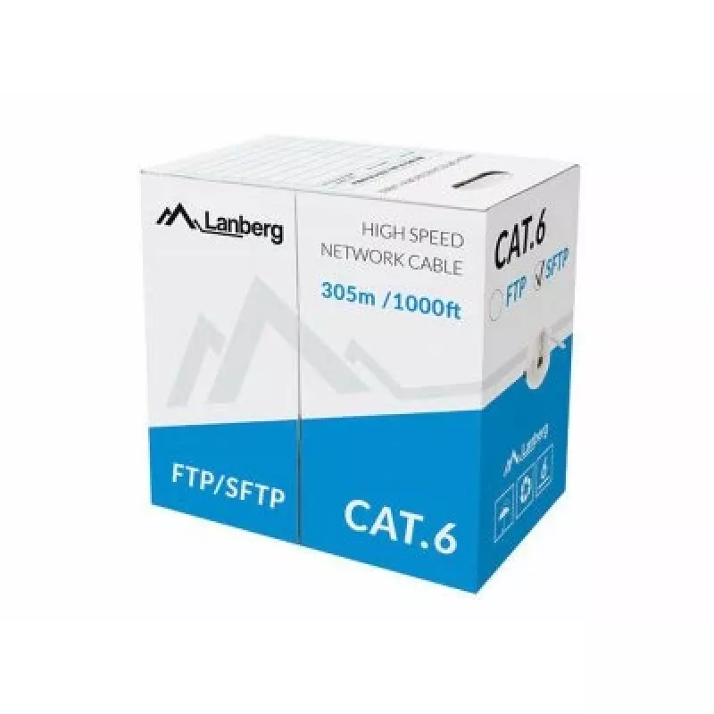 Cabo de rede LANBERG Cat6 SFTP LCS6-11CU-0305-S, 305 m, 23 AWG, cinzento, bainha PVC