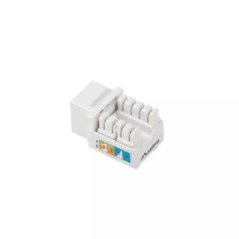 Módulo Keystone LANBERG KSU6-1090, Cat6 U/UTP plano, ficha RJ-45 para conector fêmea LSA, AWG 22/26, 14.5×16.1 mm, branco