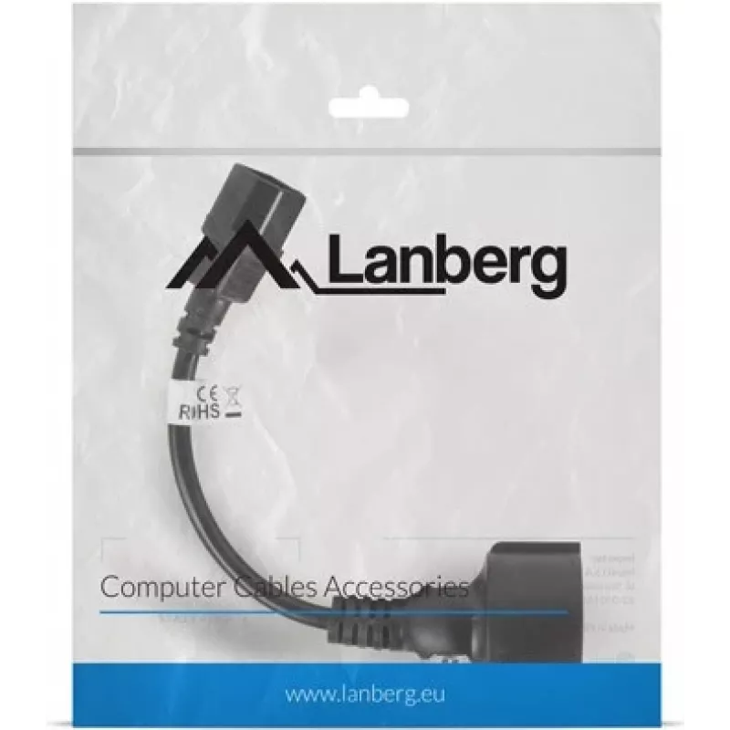 Cabo de alimentação Lanberg CA-C14E-10CC-0018-BK preto 0,18 m conector macho C14 (CA-C14E-10CC-0018-BK)