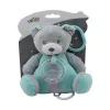 Caixa de música TULILO Urso de peluche verde-menta 18 cm — brinquedo musical mecânico, 18 cm de altura
