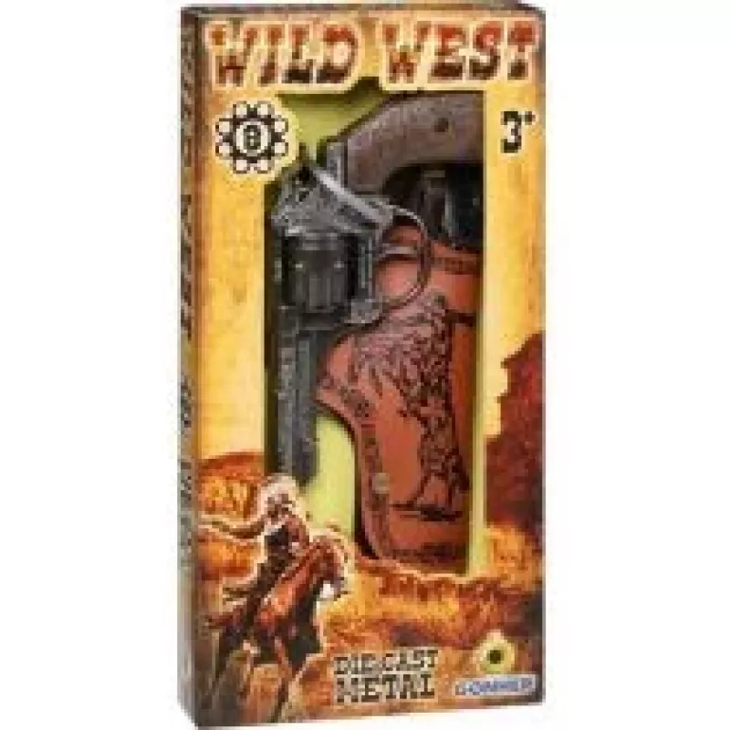 Gonher 201/0 revólver de cowboy de metal para 8 cartuchos com coldre
